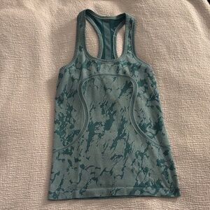 Lululemon Swiftly Tech Racerback Tank Top, Patterned Teal Size 4